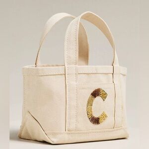 Anthropologie Purse Bag The Hartley Monogram Mini Canvas Tote by Maeve C initial